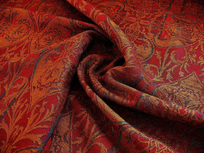 Yd Lee Jofa Gleneagle Damask “garnet” Red Gold Gothic Scottish Wool Chenille Medallion  MSRP USD290/y