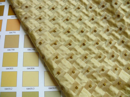 F. Schumacher Italian Silk Mini Check Petit Fall Dot Pure Gold MSRP USD 268Y