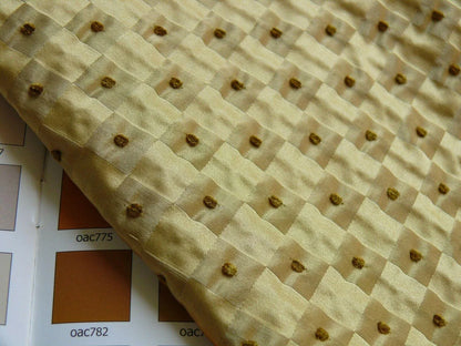 F. Schumacher Italian Silk Mini Check Petit Fall Dot Pure Gold MSRP USD 268Y