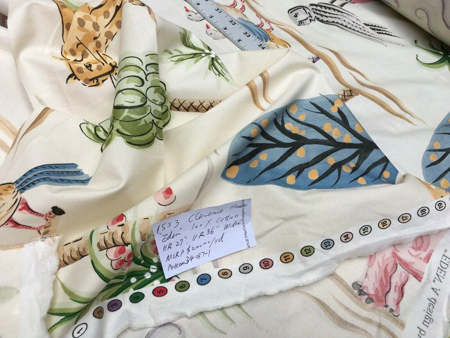 Clarence House Eden Cotton Print Tiger Elephant Zebra Animal Safari MSRP USD 216/Y