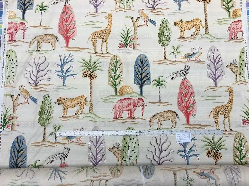 Clarence House Eden Cotton Print Tiger Elephant Zebra Animal Safari MSRP USD 216/Y