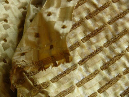 F. Schumacher Italian Silk Mini Check Petit Fall Dot Pure Gold MSRP USD 268Y