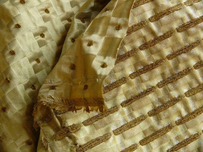 F. Schumacher Italian Silk Mini Check Petit Fall Dot Pure Gold MSRP USD 268Y