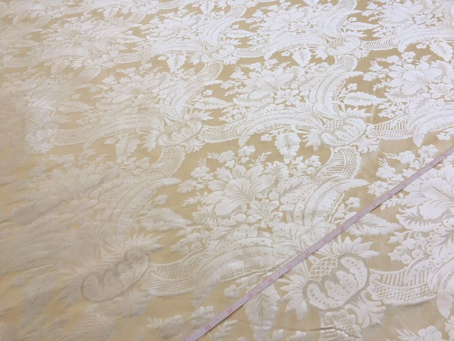100% SILK DAMASK CLASSIC RENAISSANCE CREAM WHITE HIGH END