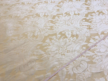 100% SILK DAMASK CLASSIC RENAISSANCE CREAM WHITE HIGH END