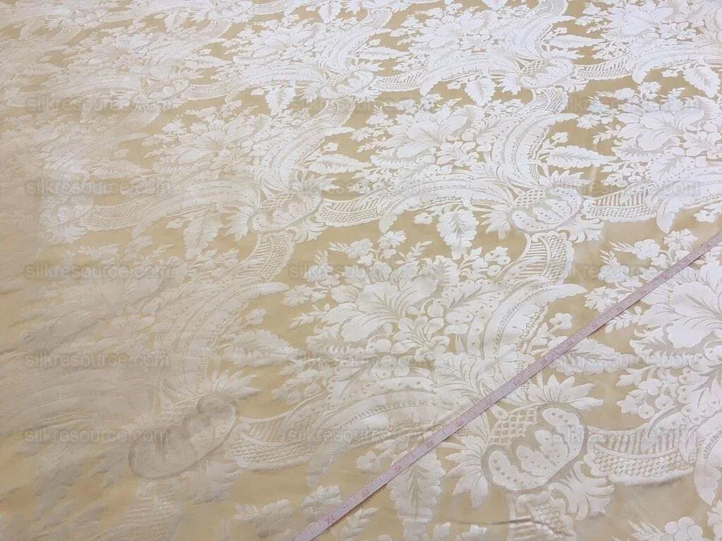 100% Silk Damask Classic Renaissance Cream White High End