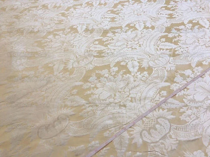 100% Silk Damask Classic Renaissance Cream White High End