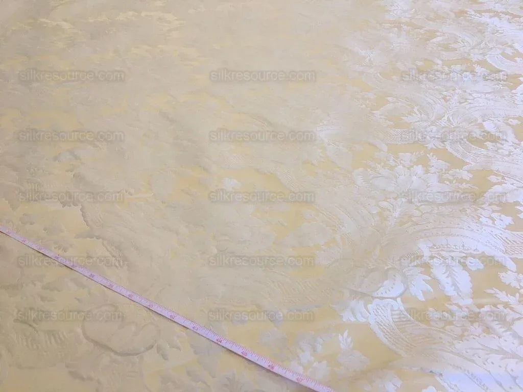 100% Silk Damask Classic Renaissance Cream White High End