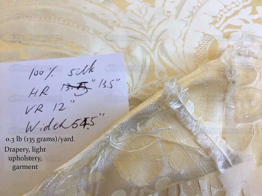 100% Silk Damask Classic Renaissance Cream White High End