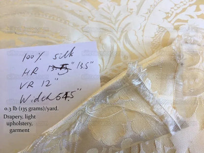 100% Silk Damask Classic Renaissance Cream White High End