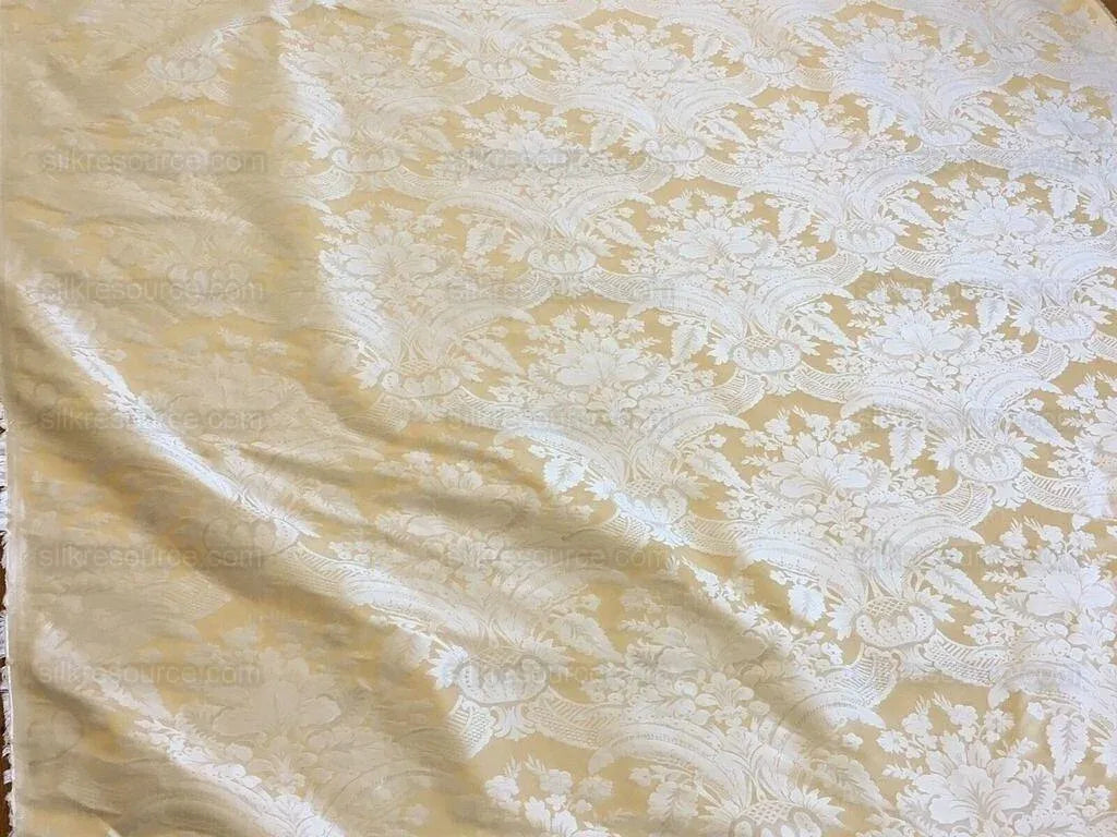 100% Silk Damask Classic Renaissance Cream White High End