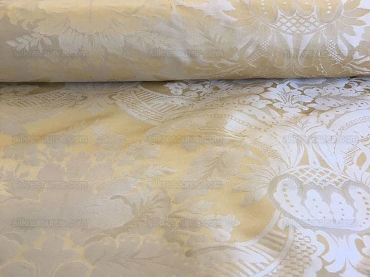 100% Silk Damask Classic Renaissance Cream White High End