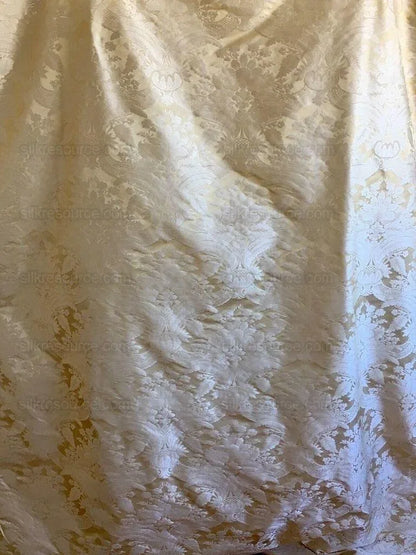 100% Silk Damask Classic Renaissance Cream White High End