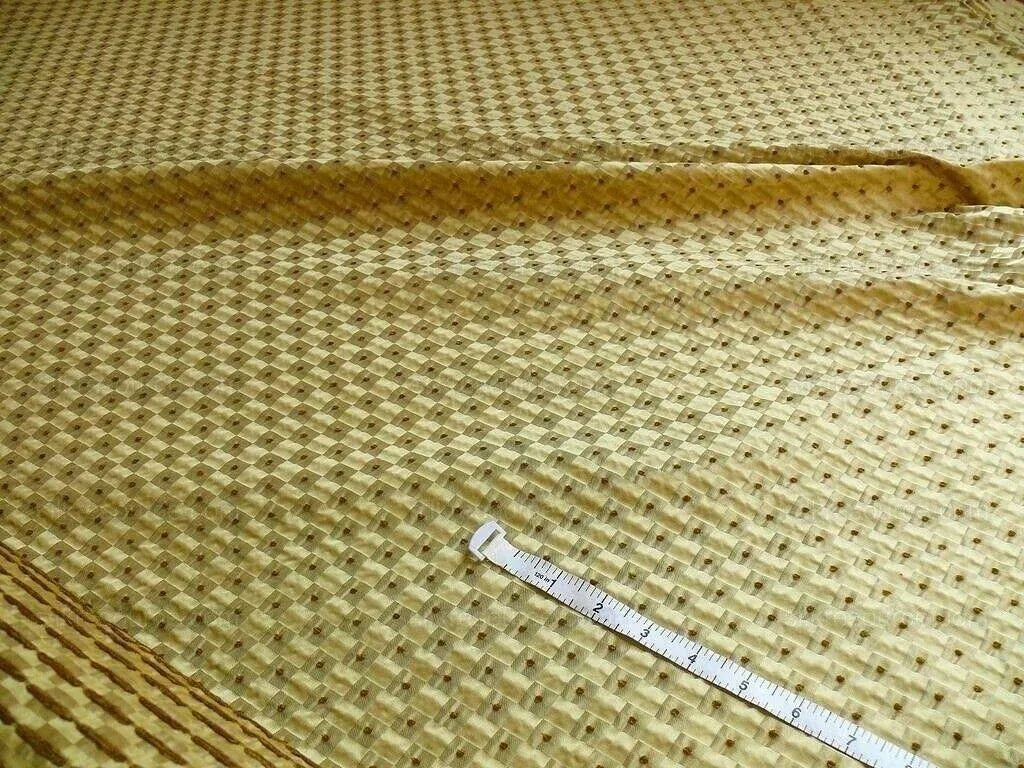 F. Schumacher Italian Silk Mini Check Petit Fall Dot Pure Gold MSRP USD 268Y
