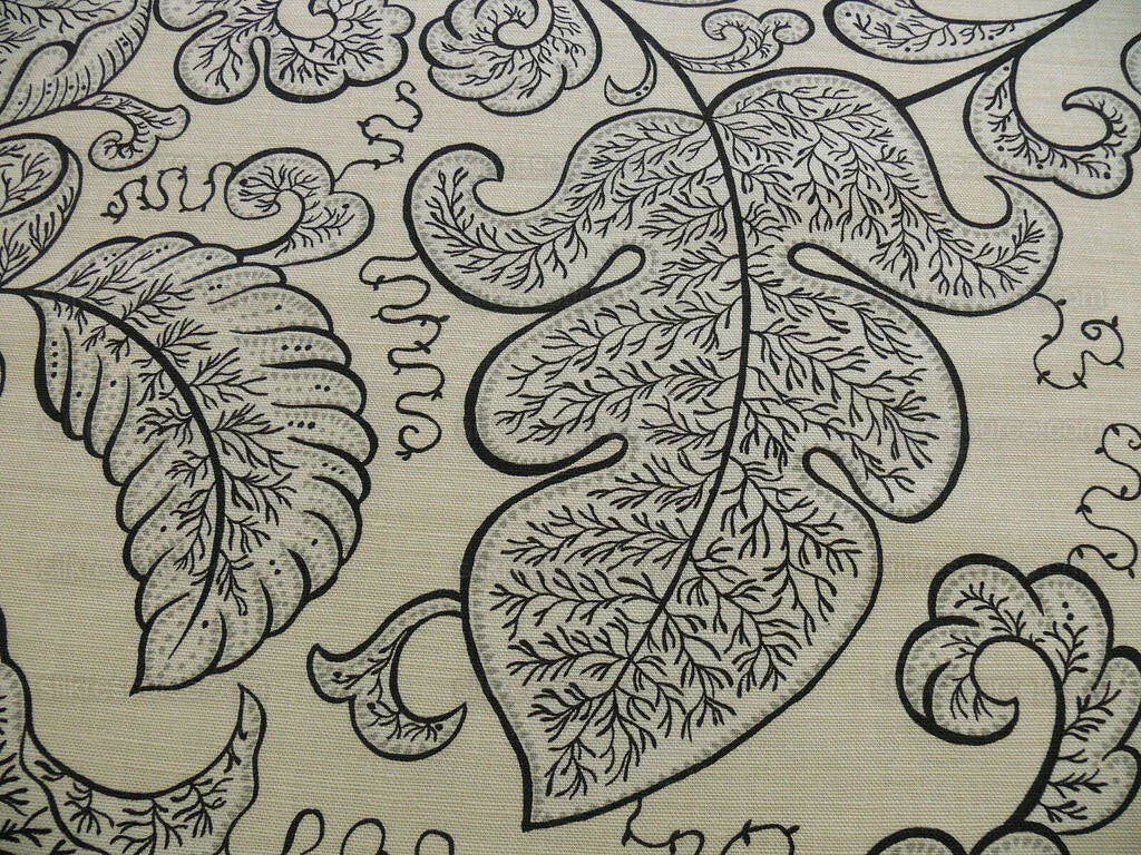 BTY SCALAMANDRE WALLACE LINEN PRINT CHARCOAL GREY ON EGGSHELL