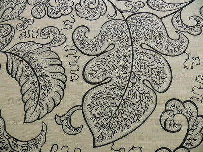 BTY SCALAMANDRE WALLACE LINEN PRINT CHARCOAL GREY ON EGGSHELL