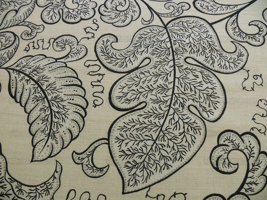 BTY SCALAMANDRE WALLACE LINEN PRINT CHARCOAL GREY ON EGGSHELL