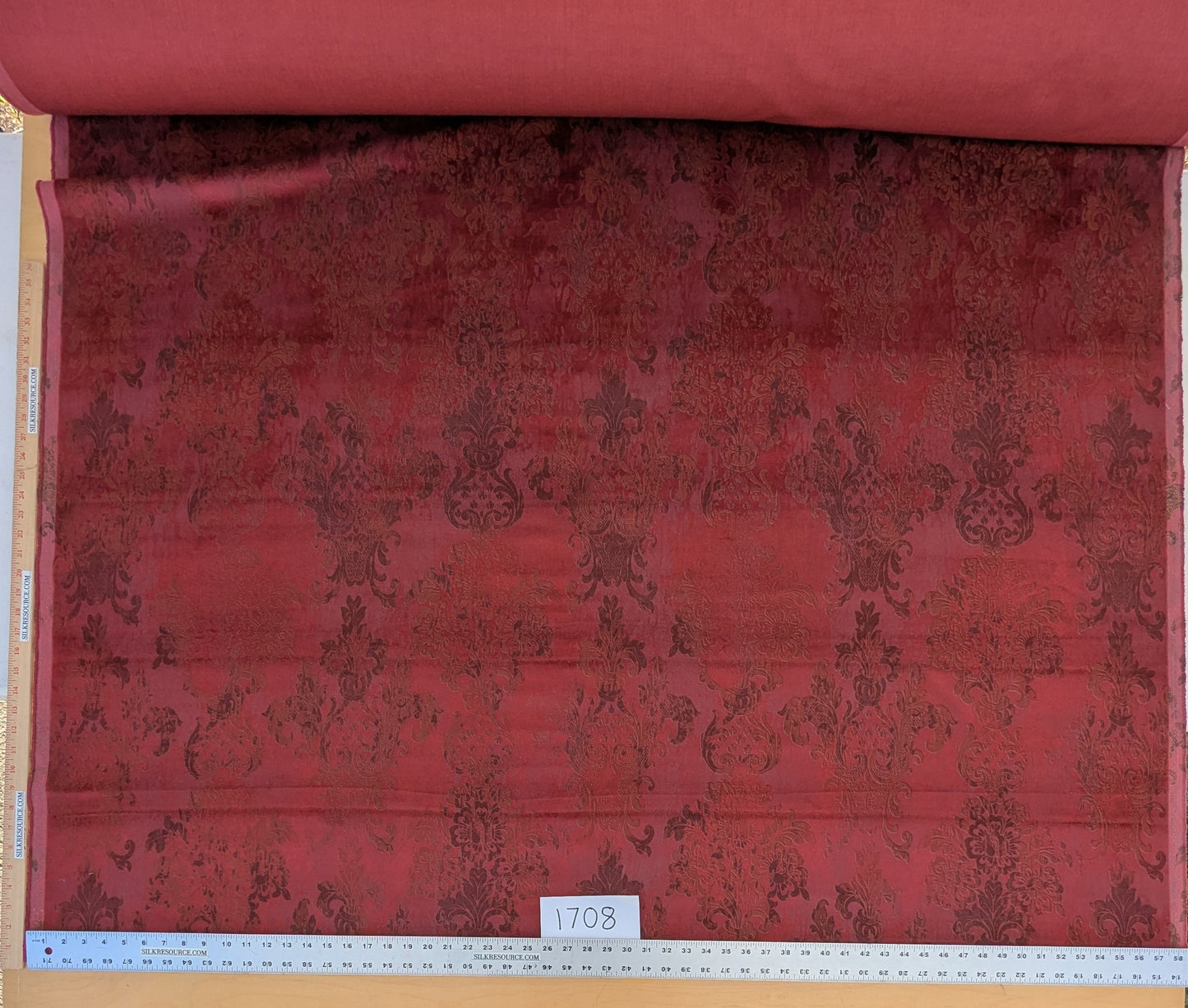 Venice Ruby Velvet Rich Red Printed Renaissance Damask Radiance