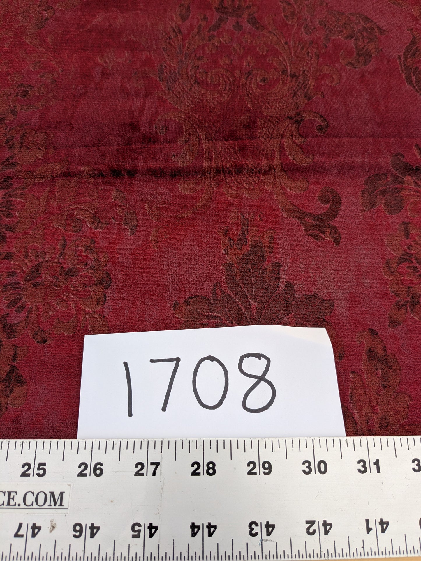 Venice Ruby Velvet Rich Red Printed Renaissance Damask Radiance