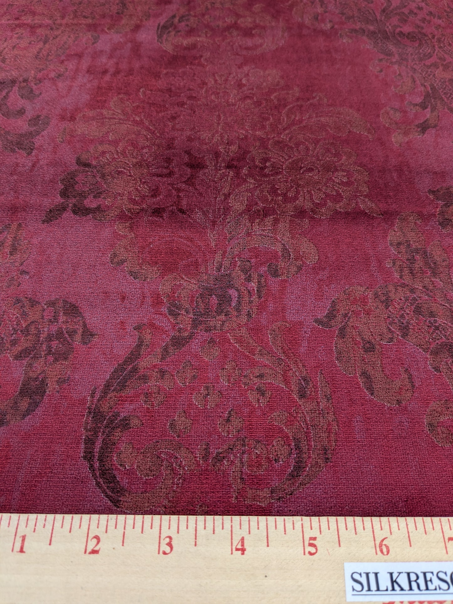 Venice Ruby Velvet Rich Red Printed Renaissance Damask Radiance