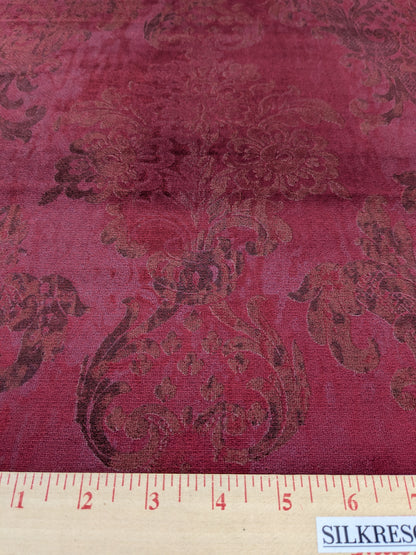 Venice Ruby Velvet Rich Red Printed Renaissance Damask Radiance