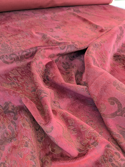 Venice Ruby Velvet Rich Red Printed Renaissance Damask Radiance