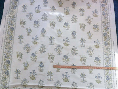 3.1 yard Scalamandre Flower Hill Linen Union Cloth Print Blue