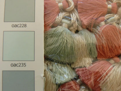 By Yard Scalamandre Jules Verne 100% Silk Tassel Sand Coral Teal FT44-045 MSRP USD 188/y