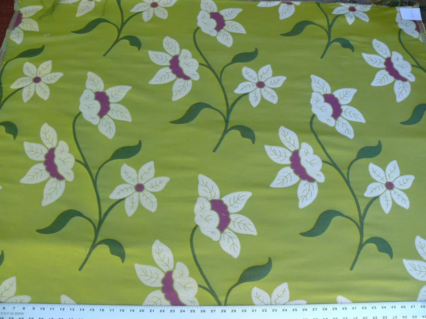 by yard Scalamandre Charlize Green White Heavy Lily Tapestry Art Nouveau Linen Blend MSRPUSD250+