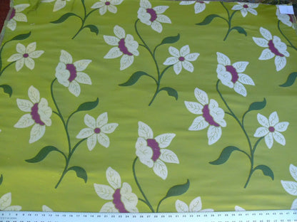 by yard Scalamandre Charlize Green White Heavy Lily Tapestry Art Nouveau Linen Blend MSRPUSD250+