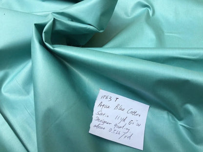 Designer Aqua Blue Green Cotton Satin Silky 11yds (1563)