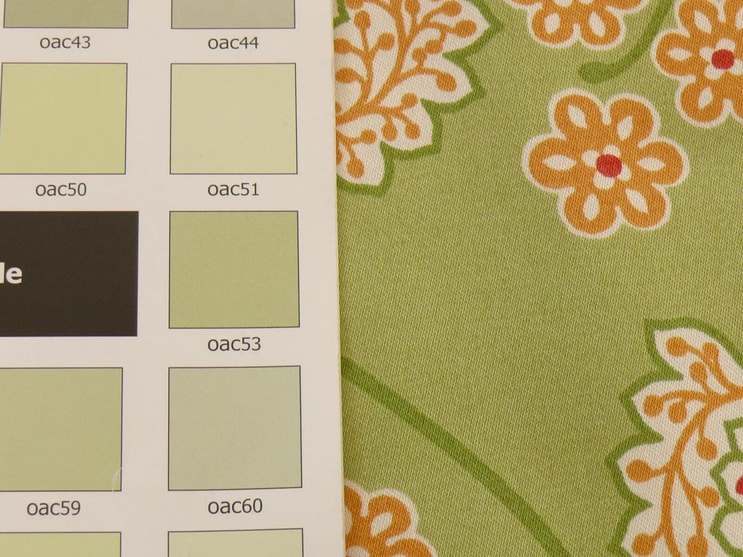 By yard Scalamandre Winslett Foliage Cotton Print in Green Red Orange White Hand Printed in Italy MSRP$160/Y