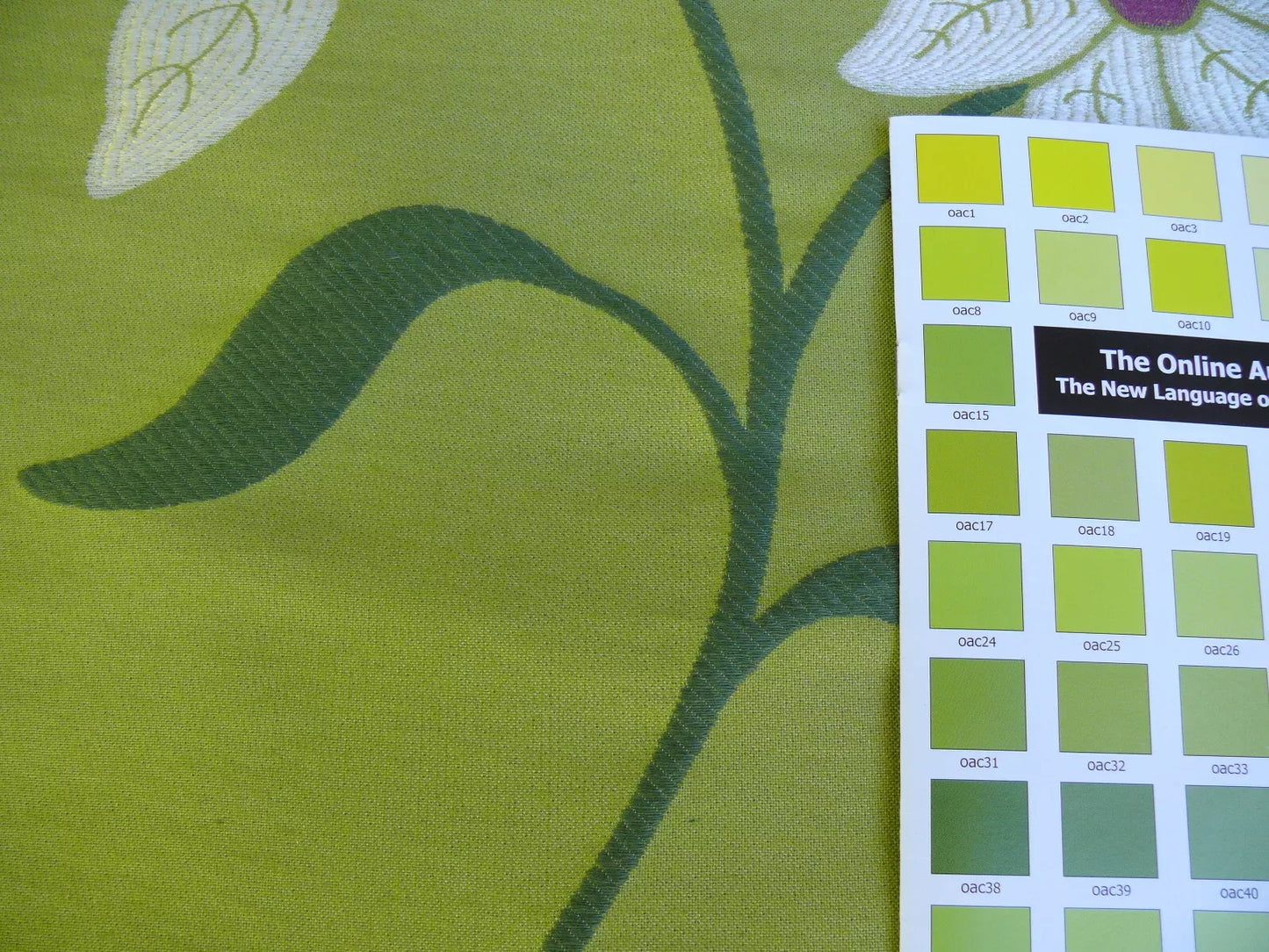 by yard Scalamandre Charlize Green White Heavy Lily Tapestry Art Nouveau Linen Blend MSRPUSD250+