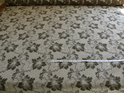 3.6yards Claremont Dark Grey Smoke Brocade Chenille Vine Chardin Chenille Flowers