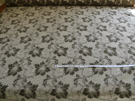 3.6yards Claremont Dark Grey Smoke Brocade Chenille Vine Chardin Chenille Flowers