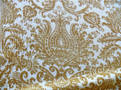 By yard Scalamandre Ludlow Mustard Yellow &amp; Off White Chenille Damask MSRP$159/Y