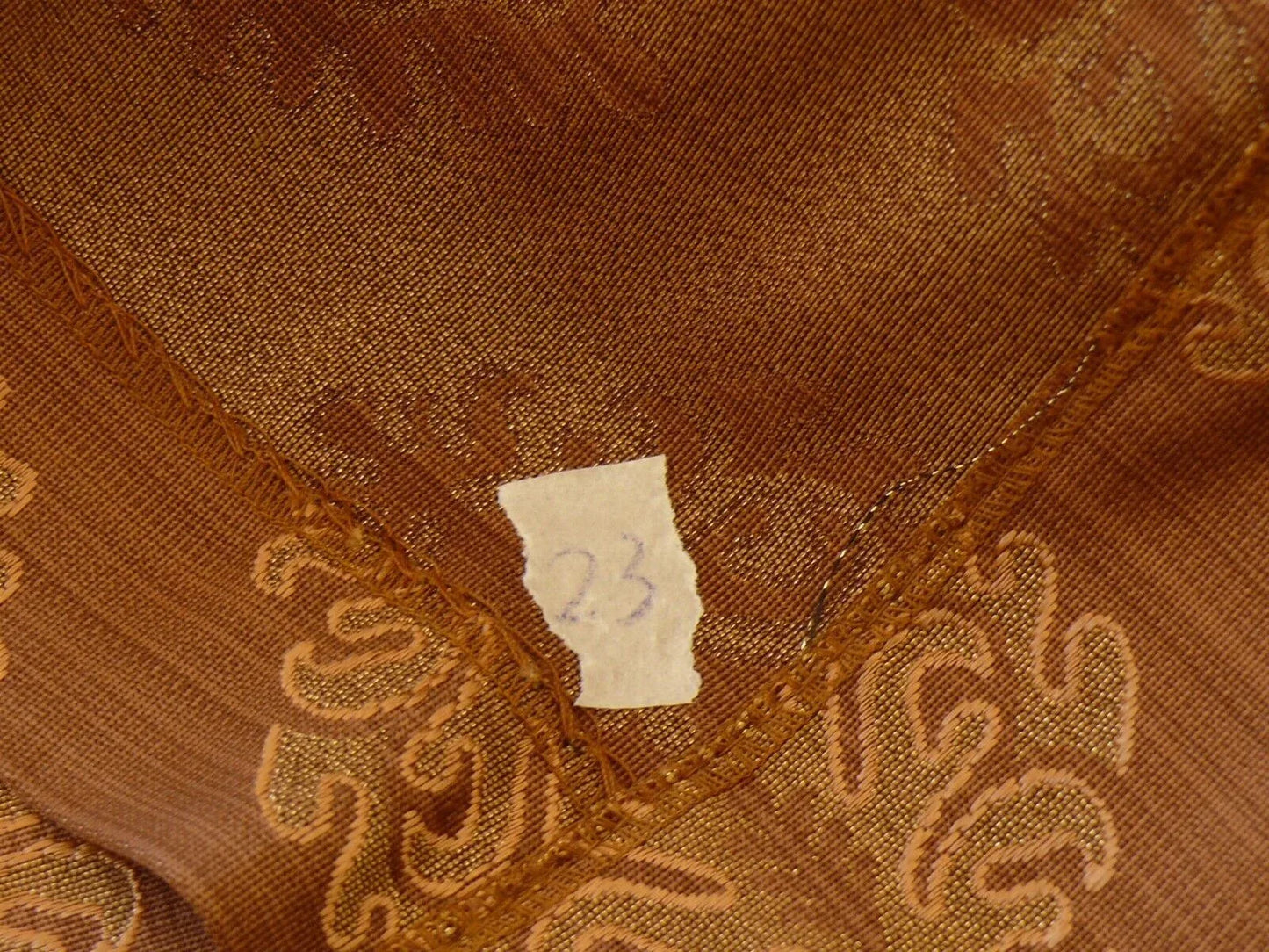 Coraggio Textile Fabric 3yard from Italy Highest Quality  Green Peach Pinecone Medallion Crest on Med Brown