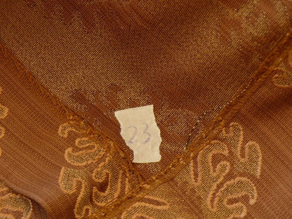 Coraggio Textile Fabric 3yard from Italy Highest Quality  Green Peach Pinecone Medallion Crest on Med Brown