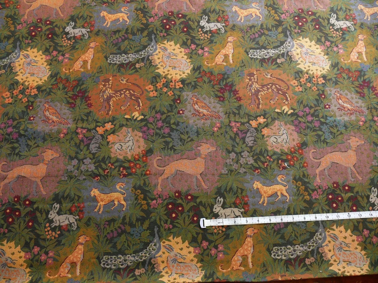 Kravet Exotic Jungle Animal Tapestry Dog Peacock Lion 1.2y