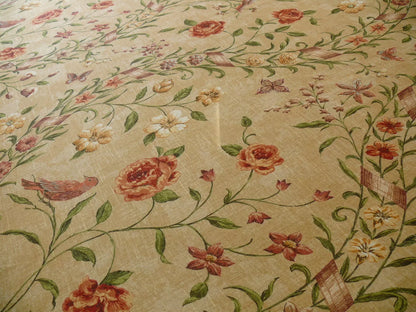 By yard Lee Jofa Sutherland Linen Print Chinoiserie Tree Birds "Honey" Gold Pink Green Linen Cotton MSRP USD238/y