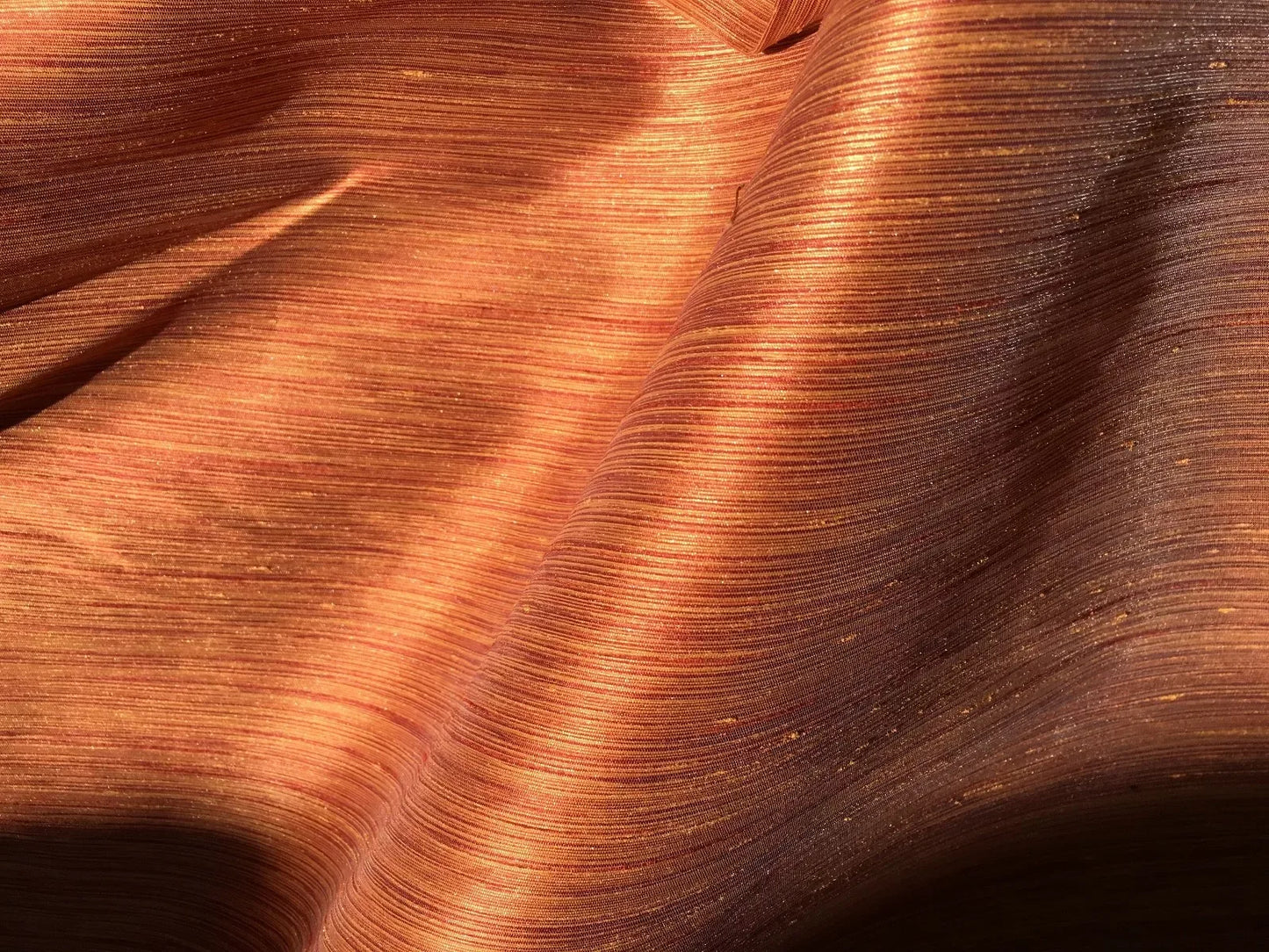 By yard Kravet Faux Silk Taffeta Saffron Red Orange Gold Strie Iridescent #1582