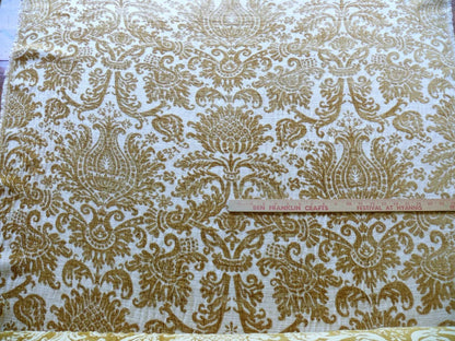 By yard Scalamandre Ludlow Mustard Yellow &amp; Off White Chenille Damask MSRP$159/Y