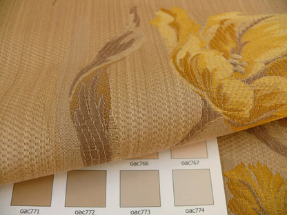 by yard Brunschwig &amp; Fils Clavelina Tulips Golden Yellow on Antique Gold #556