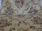 by yard Schumacher Thorp Linen Print Victorian Classy! Tan Red Grey #1364