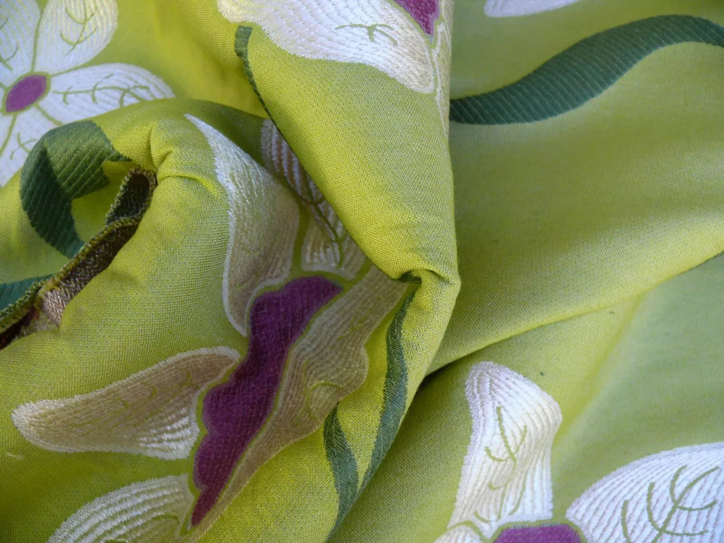 by yard Scalamandre Charlize Green White Heavy Lily Tapestry Art Nouveau Linen Blend MSRPUSD250+