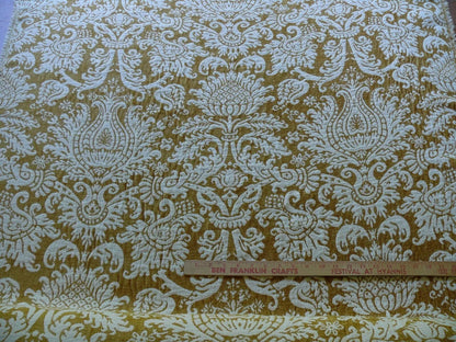 By yard Scalamandre Ludlow Mustard Yellow &amp; Off White Chenille Damask MSRP$159/Y