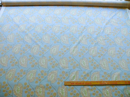 By yard Scalamandre Winslett Foliage Cotton Print in Blue Orange White Hand Printed in Italy MSRP$160/Y