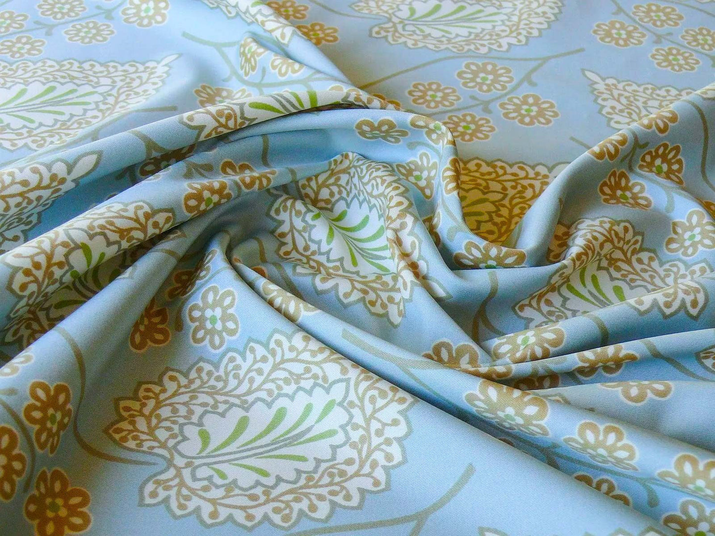 By yard Scalamandre Winslett Foliage Cotton Print in Blue Orange White Hand Printed in Italy MSRP$160/Y