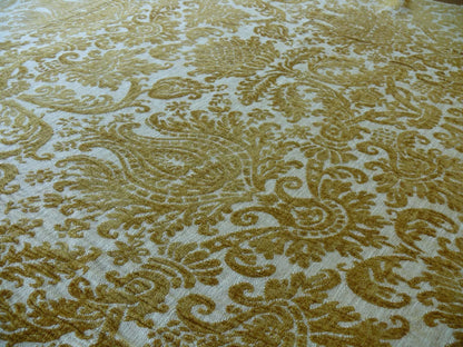 By yard Scalamandre Ludlow Mustard Yellow &amp; Off White Chenille Damask MSRP$159/Y
