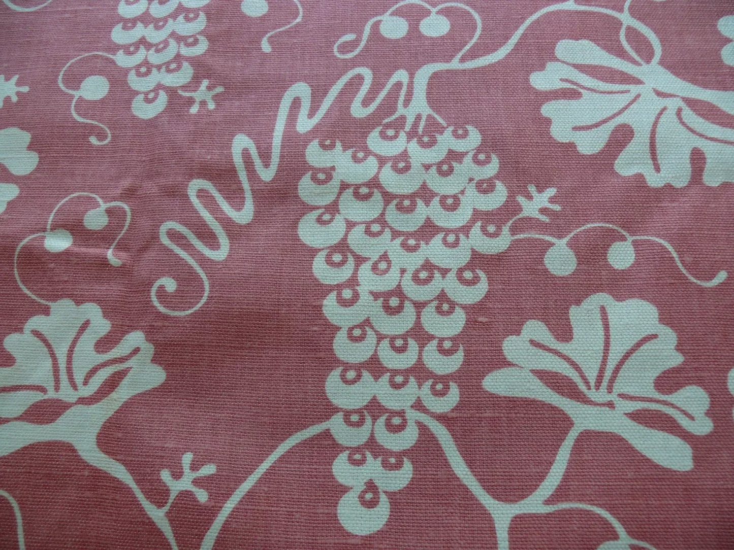 3.375Y Brunschiwig  &amp; Fils Dionysos Leaf Grapevine Linen Coral Pink and Cream Viticulture